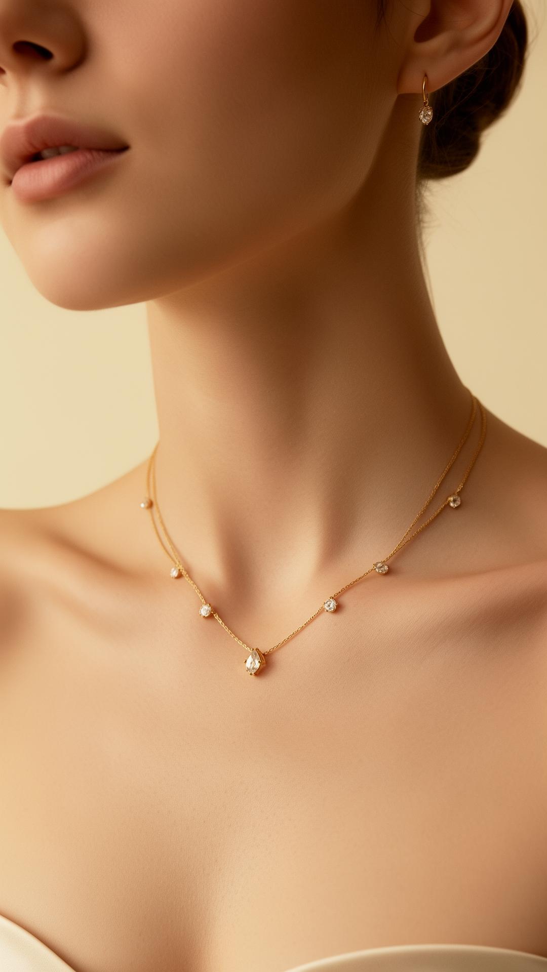 Mujer luciendo collar de oro Novalí
