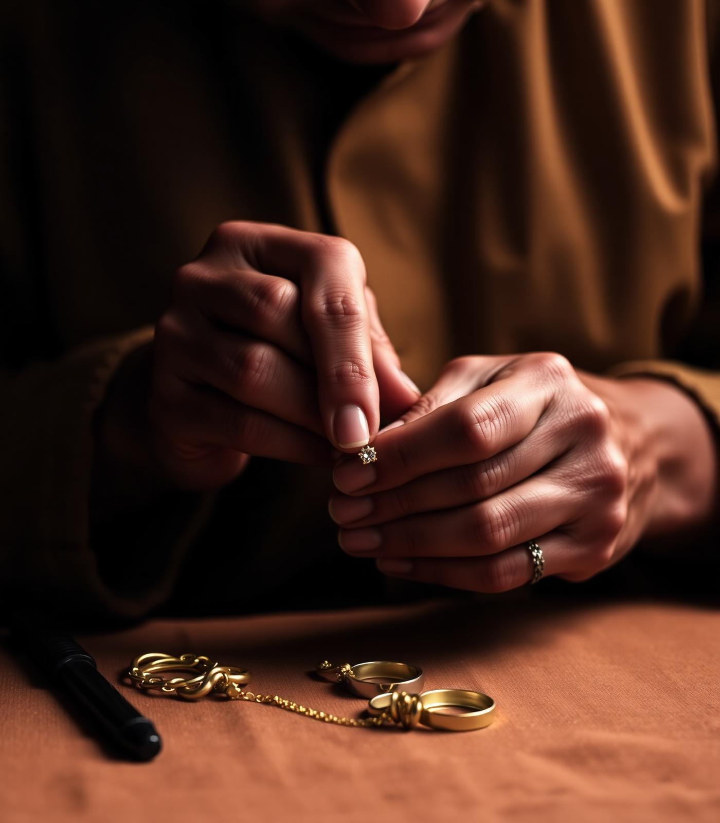 Artesano trabajando joyería